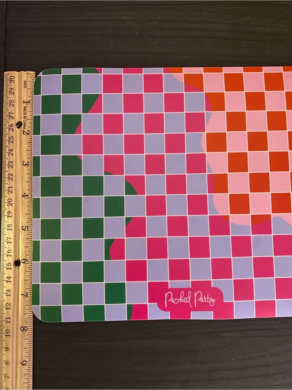 Packed Party Green Pink Red Purple Checkerboard Abstract Mousepad Dopamine Decor